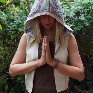 Cowl Hood Shipibo Hooded Waistcoat, Ayahuasca Clothing for Ayahuasca Ceremony