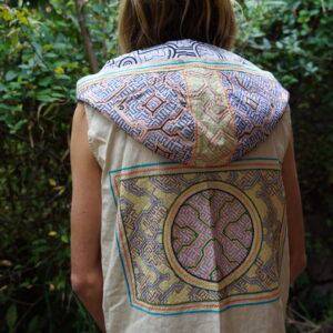 Cowl Hood Shipibo Hooded Waistcoat, Ayahuasca Clothing Made to Order for Your Ayahuasca Ceremony