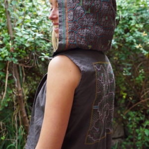 Cowl Hood Shipibo Hooded Waistcoat, Ayahuasca Clothing Ready to Ship for Your Ayahuasca Ceremony