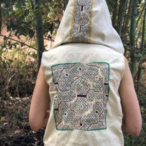 Cowl Hood Shipibo Hooded Waistcoat, Ready to Ship Ayahuasca Clothing for Ayahuasca Ceremony