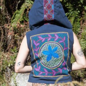 Cowl Hood Shipibo Hooded Waistcoat, Ayahuasca Clothing for Your Ayahuasca Ceremony