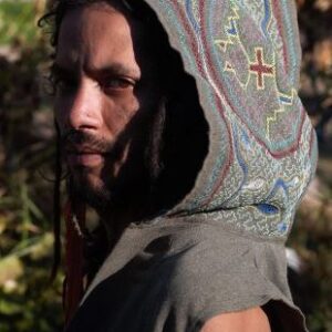 Green Shipibo Hooded Waistcoat, Ayahuasca Clothing, Ready to Ship For your Ayahuasca Ceremony