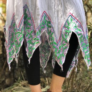 Shipibo White Pixie Skirt, Ayahuasca Clothes, Ceremonial Clothes Ready to Ship For Your Ayahuasca Ceremony