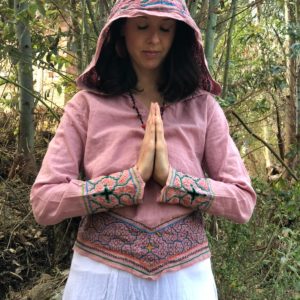Shipibo Pixie Top, Cowl Hood, Woodland, Ayahuasca Womens Top Ready to Ship for Your Ayahuasca Retreat