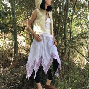Shipibo White Pixie Skirt, Ayahuasca Clothes, Ceremonial Clothes Ready to Ship For Your Ayahuasca Ceremony