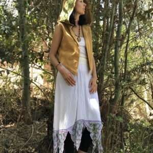 Shipibo White Pixie Skirt, Ayahuasca Clothes, Ceremonial Clothes Ready to Ship For Your Ayahuasca Ceremony