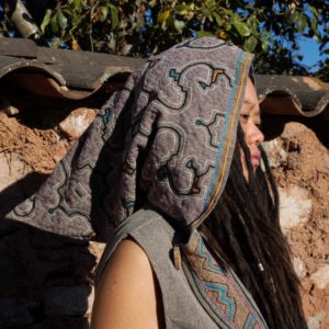 Shipibo Pixie Hooded Waistcoat, Ayahuasca Visions Clothes for Ayahuasca Retreat