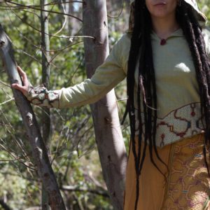 Shipibo Pixie Top, Cowl Hood, Woodland, Ayahuasca Womens Top Ready to Ship for Your Ayahuasca Retreat
