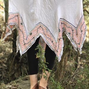 Shipibo White Pixie Skirt, Ayahuasca Clothes, Ceremonial Clothes Ready to Ship For Your Ayahuasca Ceremony