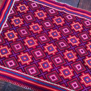 Small Shipibo Tapestry, Bobinsana, Shipibo Artwork, Shipibo Cloth, 46cm by 34 cm