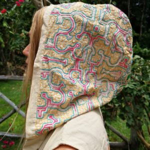 Cowl Hood Shipibo Hooded Waistcoat, Ayahuasca Clothing for Your Ayahuasca Ceremony