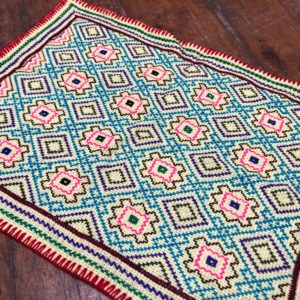 Small Shipibo Tapestry, Ancestral Ayahuasca, Shipibo Artwork, Shipibo Cloth, 33 cm by 34 cm