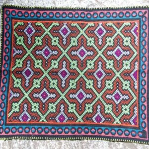 Shipibo Tapestry, Ancestral Ayahuasca Design 45cm by 49 cm, From the San Juan Shipibo Weaving Community
