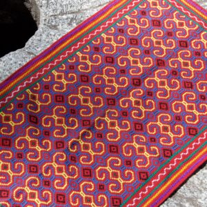 Shipibo Tapestry, Ancestral Ayahuasca Design  42cm by 66 cm, From the San Juan Shipibo Weaving Community