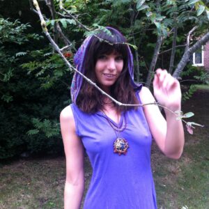 Shipibo Hooded Dress, Rainbow Dress Collection, Purple Hues Made to Order For Your Ayahuasca Ceremony