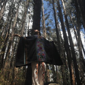 Bridging of the Worlds, Shipibo Alpaca Poncho, Sacred Chakana Poncho Ayahuasca Ceremonial Poncho, Medicine Poncho