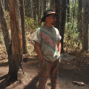 Shipibo Ayahuasca Pants, Noya Rao Icaro (Trousers) Tia Juana Collection, Presenting the work of Shipibo Sister Tia Juana, Puerto Behtel Shipibo Native Community