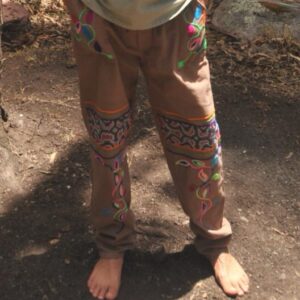 Shipibo Ayahuasca Pants, Noya Rao Icaro (Trousers) Tia Juana Collection, Presenting the work of Shipibo Sister Tia Juana, Puerto Behtel Shipibo Native Community